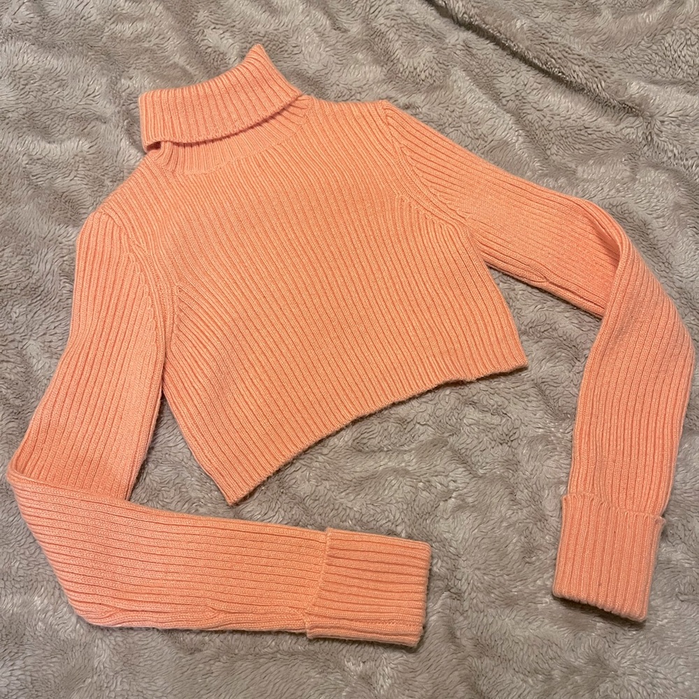 Pacsun Lovers + Friends peach/ orange Huntington cropped turtleneck